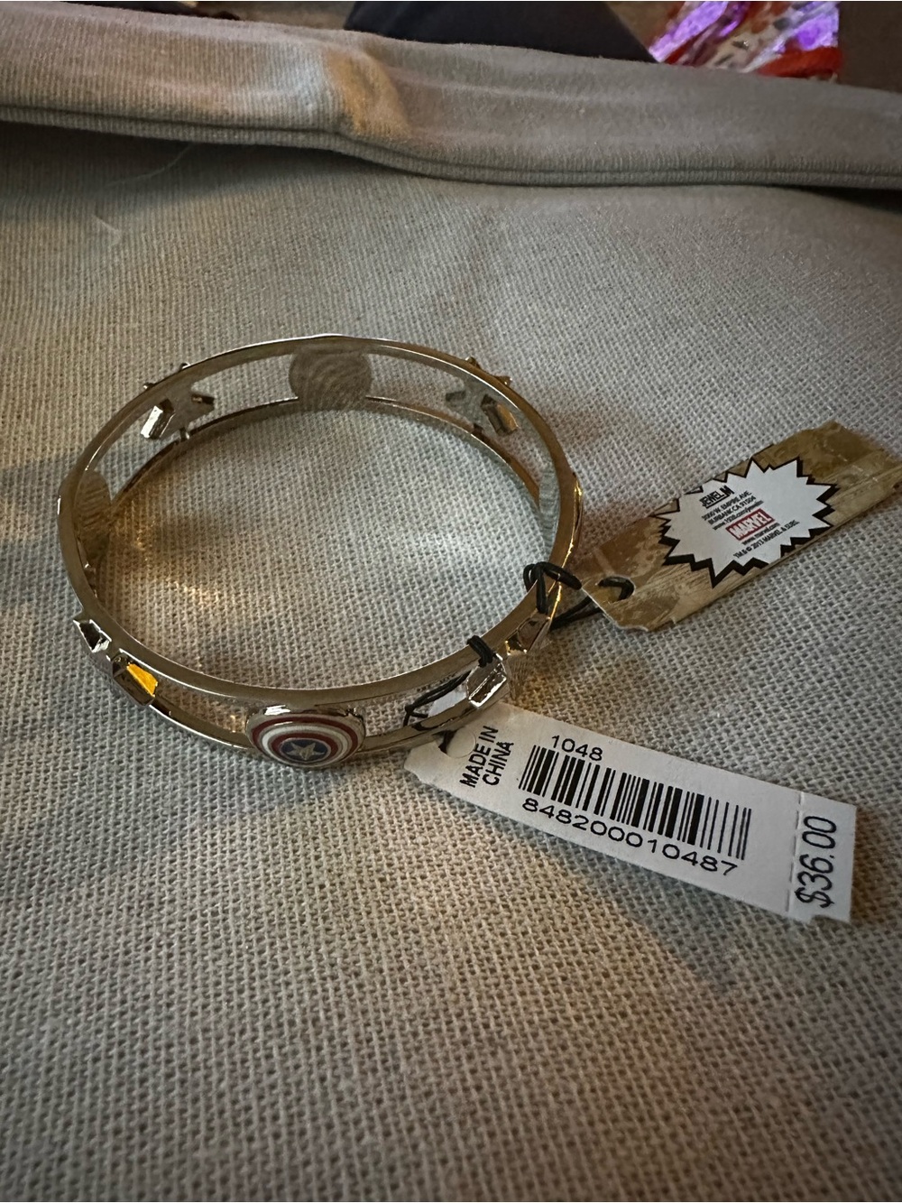 Marvel Silver-Tone Captain America Shield Bangle Bracelet